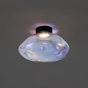 Design plafondlamp zwart met regenboog glas - Gemma