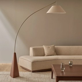 Staande lamp in massief eiken, gebeitst in notenhoutkleur, NESTWOOD