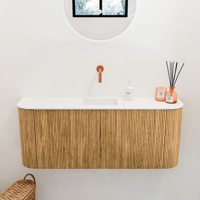 Mondiaz Joya 105cm toiletmeubel ronding links/rechts oak met wastafel faye midden zonder kraangat talc
