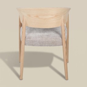 Eetkamerstoel Gebogen Hout Met Beige Stof