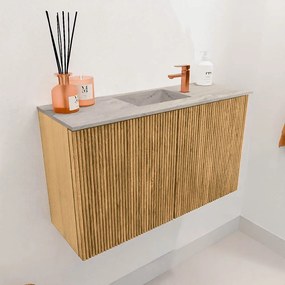 Mondiaz Joya DLux 70cm toiletmeubel oak met wastafel faye midden 1 kraangat glace