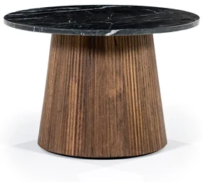 Eleonora Maxim Ronde Bijzettafel Marmer En Hout - 60 X 60cm.