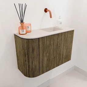 Mondiaz Joya DLux 60cm toiletmeubel ronding links dusk met wastafel faye rechts zonder kraangat meli