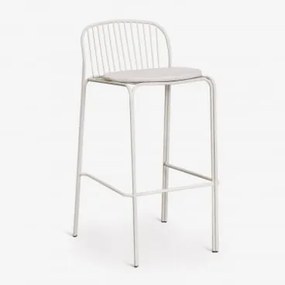 Anerina Hoge Tuinstoel Van Staal ↑75 Cm & Grijsachtig Wit & Glaciale Wit - Sklum