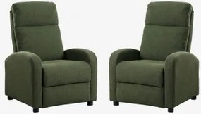 Set Van 2 Gestoffeerde Relaxfauteuils Libuliana Bouclé Legergroen - Sklum