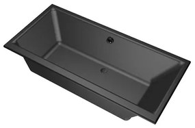 Xenz Kristal inbouwbad - 160x75cm - met overloop - zonder afvoer - Acryl Ebony 6984-29