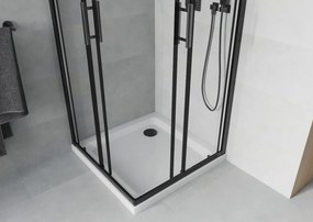 Mexen Rio vierkante douchecabine 70 x 70 cm, transparant, zwart + Flat douchebak, wit - 860-070-070-70-00-4010B