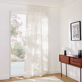 Linnen glasgordijn met gerimpelde bies en golf, ONEGA