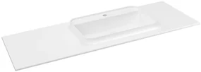 Sapho Brahea wastafel 130x50cm solid surface wit mat met brede rand en kraangat rechts