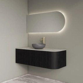 Gliss Design Alluro badmeubel ribbelfront met ronding rechts 120cm black en wit marmer toppaneel