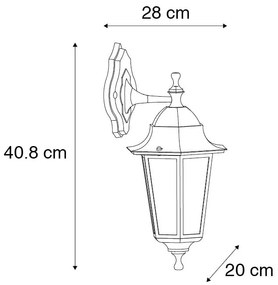 Klassieke buiten wandlantaarn zwart IP44 - New Orleans Down Klassiek / Antiek, Landelijk / Rustiek E27 IP44 Buitenverlichting rond
