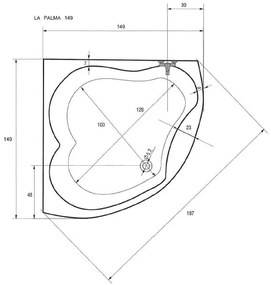 Badstuber La Palma hoek badkuip 150x150cm wit