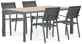 Tuinset 4 personen 180 cm Aluminium/textileen Grijs Lifestyle Garden Furniture Sella/Borello