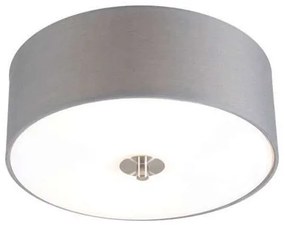 Stoffen Landelijke plafondlamp grijs 30 cm - Drum Modern, Landelijk / Rustiek E27 rond Binnenverlichting Lamp