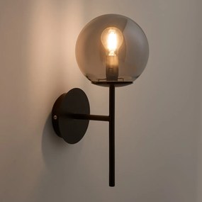 Wandlamp in metaal en gerookt glas, Atea