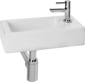 Saqu Combi-Pack M fonteinset met chromen kraan rechts glanzend wit keramiek