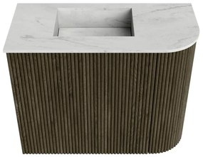 Mondiaz Joya DLux 50cm toiletmeubel ronding rechts shadow met wastafel faye links 1 kraangat opalo