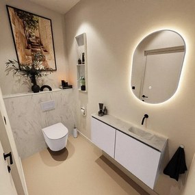 MONDIAZ TURE-DLUX 100cm toiletmeubel Cale. EDEN wastafel Opalo positie rechts. Zonder kraangat. TUREDX100CALR0OPA