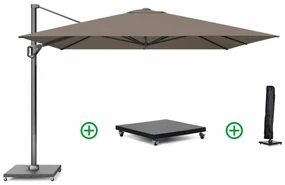 Platinum Challenger zweefparasol 3.5x3.5m T1 premium (incl. voet en hoes) havana
