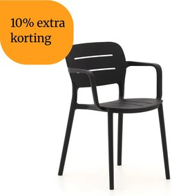 + 10% kassakorting | Dining tuinstoel | Forza Pazzia | Kunststof | Zwart | Stapelbaar | Kees Smit Tuinmeubelen
