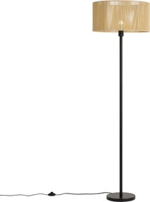 Vloerlamp zwart met beige papieren kap 50/50/25 - Simplo