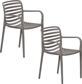 Garden Impressions Mees tuinstoel taupe - 2 stuks