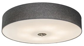 Stoffen Landelijke plafondlamp grijs 70 cm - Drum Jute Landelijk / Rustiek, Modern E27 rond Binnenverlichting Lamp