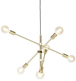 Smart hanglamp met dimmer messing 6-lichts incl. Wifi G95 - Sydney Retro, Design E27 Binnenverlichting Lamp