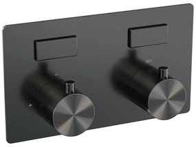 Brauer Gunmetal Edition thermostatische inbouw badkraan met uitloop en 3 standen handdouche set 4 gunmetal geborsteld PVD
