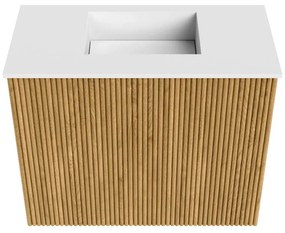 Mondiaz Joya 50cm toiletmeubel oak met wastafel faye midden zonder kraangat talc