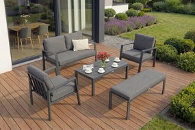 Zakintos Coffee 4 aluminium set met bankje antraciet Garden Point