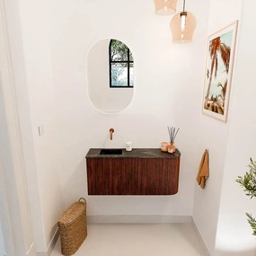 Mondiaz Joya DLux 90cm toiletmeubel ronding rechts ruby met wastafel faye links zonder kraangat lava