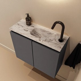 Mondiaz Ture DLux toiletmeubel 60cm dark grey met wastafel glace rechts met kraangat