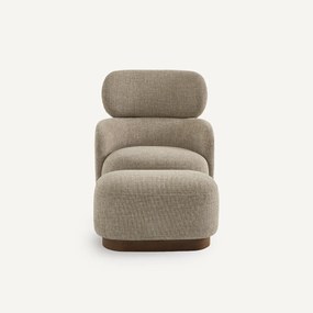 Draaifauteuil met voetensteun, gemêleerde stof en walnootfineer, JESPER