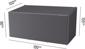 Platinum Aerocover loungestoel met hocker hoes L190 x B100 x H105/90 cm - Antraciete rechthoekige ademende loungestoelhoes