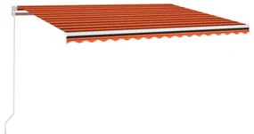 vidaXL Luifel handmatig uittrekbaar met LED 450x300 cm oranje en bruin
