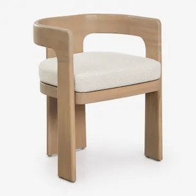 Pack Van 4 Tuinstoelen Met Armleuningen Van Acaciahout En Bouclé-stof Kandroa Lichte Acaciekleur - Sklum