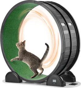 VEVOR Kattenloopwiel, 115 x 39,5 x 109 cm, Loopwiel met rem en tapijt, Kattenloopband voor binnenkatten tot 13,6 kg, Kattentrainer voor de gezondheid en conditie van huisdieren, Zwart