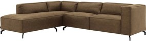 Goossens Bank Calvin groen, micro leer, 3-zits, modern design met ligelement links