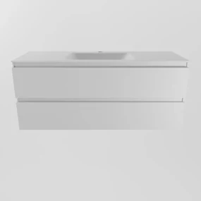 Mondiaz Aivy badmeubel 120cm talc met wastafel solid surface talc midden 1 kraangat en spiegel