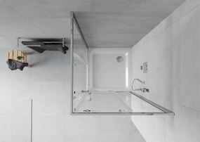 Mexen Rio vierkante douchecabine 80 x 80 cm, transparant, chroom + Flat douchebak, wit - 860-080-080-01-00-4010