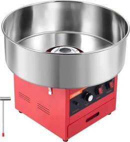 VEVOR Suikerspinmachine 1 kW Elektrische Suikerspinmachine Roestvrij Staal Rood voor Verjaardagsfeestjes en Familiebijeenkomsten, met Suikerschepje, Opberglade, Oververhittings- en Overbelastingsbeveiliging