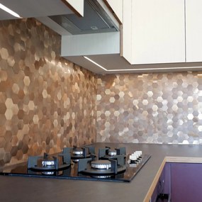 Zelfklevend Mozaïek Hexagon Brons Koper - 29.5 cm x 29.5 cm x 0.4 cm | 0.5 kg | Paneli zelfklevende steenstrips