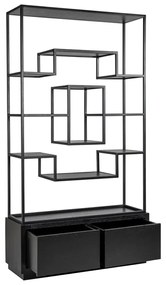 Richmond Interiors Bonvoy Open Vakken Kast Asymmetrisch Zwart Eiken - 120x40x222cm.