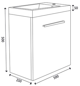 Mueller Emma toiletmeubel hoogglans antraciet 50x25x50cm