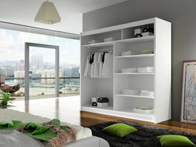 Kledingkast Closico 102, Wit, 215x180x58cm, 151 kg, Kledingkast deuren: Schuivend, Aantal planken: 5, Aantal planken: 5