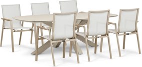 Tuinset 6 personen 240 cm Aluminium Zand/Beige Lifestyle Garden Furniture Fiora/Voyage