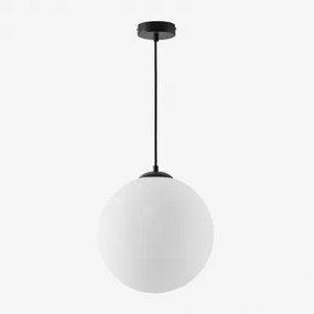 Ijzeren Plafondlamp Met Uvol Glazen Bol Zwart & Ø30 Cm - Sklum