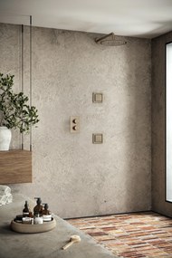 Saniclear Brass Stripes inbouw regendouche 20cm met vierkante massagejets en muurarm geborsteld messing - mat goud