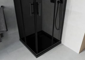 Mexen Rio vierkante douchecabine 80 x 80 cm, grafiet, zwart + Flat douchebak, zwart - 860-080-080-70-40-4070B